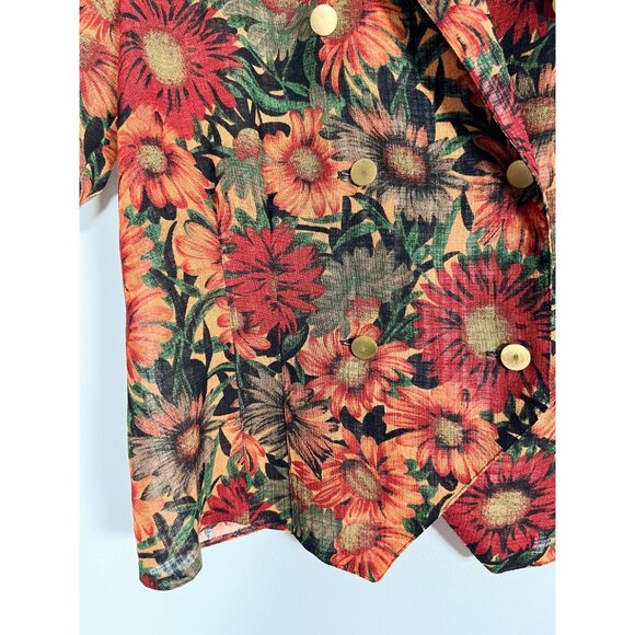 Vintage 80's/90's short sleeved blouse with sunflowers - Picture 6 of 8